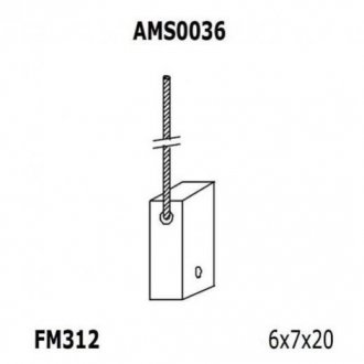 Ремкомплект (щетки) генератора (6x7x20) MITSUBISHI [940113190036] MAGNETI MARELLI ams0036
