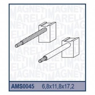 Купить Ремкомплект (щетки) стартера CITROEN PEUGEOT MAZDA MITSUBISHI NISSAN SUZUKI [940113190045] MAGNETI MARELLI ams0045 (фото1) подбор по VIN коду, цена 177 грн.