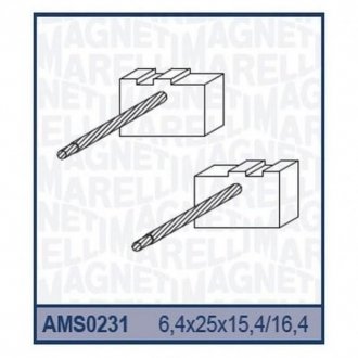 Ремкомплект (щетки) стартера MERCEDES 7-9T, 11T, 13T, 15T, ATEGO, CITARO, VARIO [940113510231] MAGNETI MARELLI ams0231