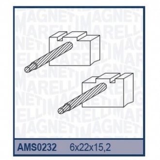 Ремкомплект (щітки) стартера (12V6x22x15,2) MAGNETI MARELLI ams0232