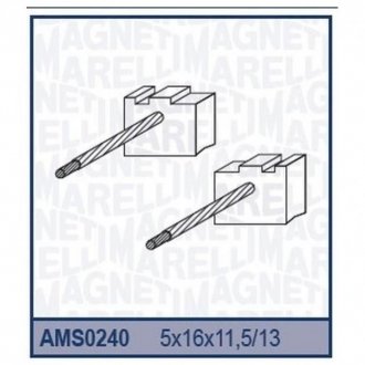 Щетки стартера (12V5x16x11,5/13) ALFA ROMEO 147, 156, 1.9 JTD FIAT MAREA, MARENGO, MULTIPLA, PALIO, PUNTO, STILO, STRADA 1.9JTD LANCI [94011360 MAGNETI MARELLI ams0240