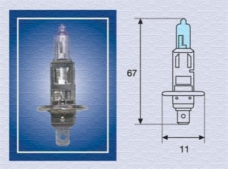 Купить H1 12V 55W BLUE LIGHT Автомобильная лампа (4000k) MAGNETI MARELLI h1 12 BL (фото1) подбор по VIN коду, цена 146 грн.