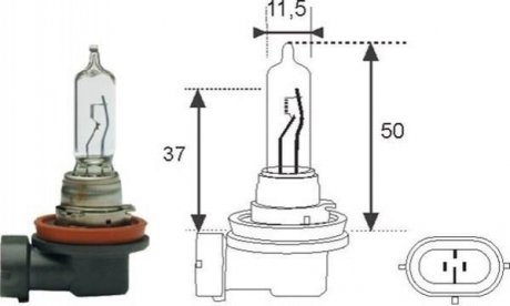 Лампа розжарювання Porsche Boxster, Nissan Leaf, Mazda 6, Porsche 911, Volvo V60, XC60, C30, S80, XC70, S60, SAAB 9-3 MAGNETI MARELLI h9 12V