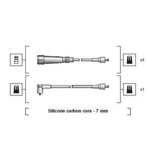 VW К-т високовольтних проводів GOLF II,III, POLO, TRANSPORTER IV MAGNETI MARELLI msk1129