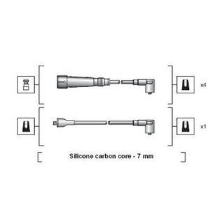 Комплект високовольтних проводів AUDI 50,80,100 VW POLO,DERBY,GOLF I,II,JETTA I,POLO,SCIROCCO,PASSAT,SANTANA,CADDY I,TRANSPORTER II, [94131811 Audi 80, 100, Volkswagen Polo, Golf, Jetta, Passat, Scirocco, Transporter, Caddy MAGNETI MARELLI msk1155