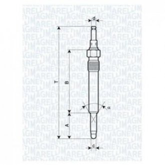 Свеча накала MERCEDES, OPEL,PEUGEOT, SEAT [062900003304] Mercedes W124, S124, W202, S202 MAGNETI MARELLI ux16a