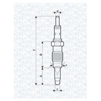 FIAT Свеча накала 11V Doblo, Punto, Palio 1.9D MAGNETI MARELLI ux21a