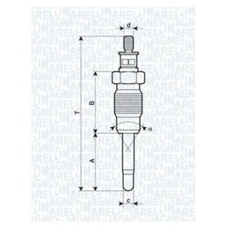 Свеча накала Renault Clio,Megane 1.9D MAGNETI MARELLI ux22a