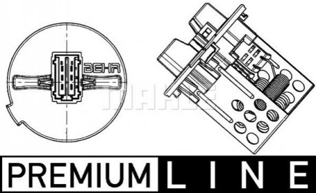 Реостат вентилятора обогревателя C4 04- (Premium Line! OE) Citroen C4 MAHLE / KNECHT abr 93 000p