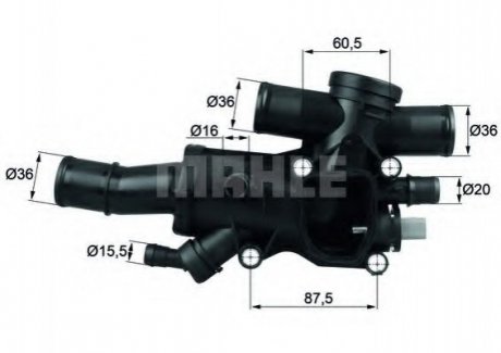 Термостат MAHLE Peugeot 508, Ford Mondeo, Galaxy, S-Max, Peugeot Expert, Ford Focus, C-Max, Peugeot 307, 407, Volvo S40, V50 MAHLE / KNECHT th 44 83