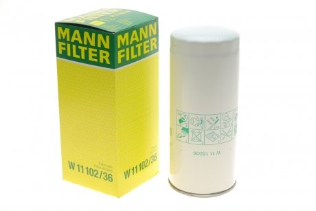Купить Фильтр смазочных масел MANN w 11102/36 (фото1) подбор по VIN коду, цена 647 грн.