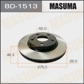 Диск тормозной передний (кратно 2) Toyota Corolla (06-) (BD-1513) MASUMA bd1513