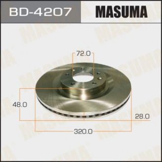 Диск тормозной передний (кратно 2) Mazda CX-7, CX-9 (07-12) (BD-4207) MASUMA bd4207