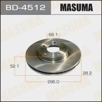 Диск тормозной передний (кратно 2) Mazda CX-5, 6 (11-) (BD-4512) Mazda CX-5, 6 MASUMA bd4512