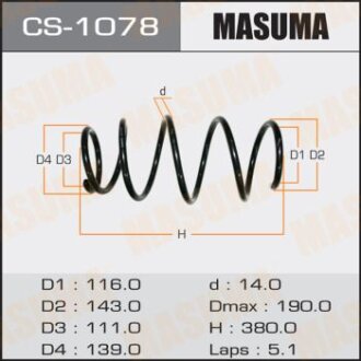 Пружина подвески front CAMRY ACV30 MCV30 ACV35 Toyota Camry MASUMA cs-1078
