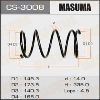 Купить Пружина подвески передняя Mitsubishi Lancer (03-11) (CS-3008) Mitsubishi Lancer MASUMA cs3008 (фото1) подбор по VIN коду, цена 1442 грн.