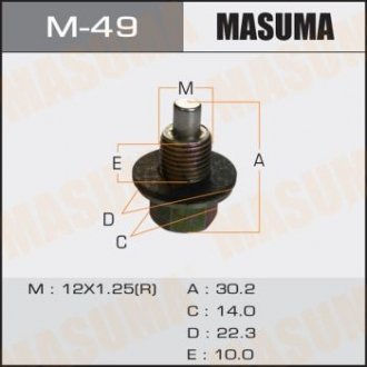 Пробка сливная поддона (с шайбой 12х1.25mm) Subaru/ Toyota (M-49) MASUMA m49