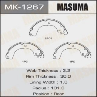 Колодка гальмівна задня Nissan Tida 1.5, 1.8 (07-) барабанна Nissan Tiida, Mitsubishi Colt MASUMA mk1267