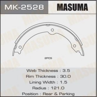 Купити Колодка гальмівна гальма стоянки Lexus LX570/ Toyota Land Cruiser (07-) (2 шт) MASUMA mk2528 (фото1) підбір по VIN коду, ціна 1007 грн.