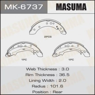 Купити Колодка гальмівна барабанна Mitsubishi Colt MASUMA mk6737 (фото1) підбір по VIN коду, ціна 963 грн.