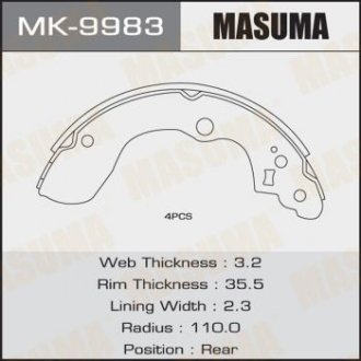 Колодка гальмівна барабанна Suzuki SX4 MASUMA mk9983