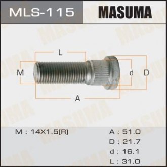 Шпилька колеса OEM 90942-02077 ToyotaTOYOTA LAND_CRUISER 200 Honda Legend MASUMA mls115