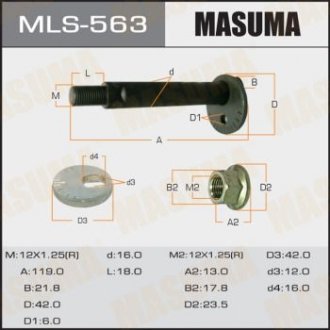 Купити Болт розвальний Mitsubishi Pajero (99-06) MASUMA mls563 (фото1) підбір по VIN коду, ціна 254 грн.