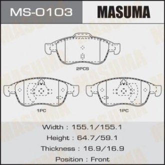 Колодки тормозные AN-7001K, P68050 передн RENAULT DUSTER 1.6 16V Hi-Flex, 1.6 16 MASUMA ms0103