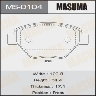 Колодки тормозные AN-4592K, P68031 передн RENAULT MEGANE II MASUMA ms0104