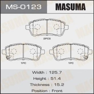 Купити Колодка гальмівна Ford Fiesta MASUMA ms0123 (фото1) підбір по VIN коду, ціна 1078 грн.