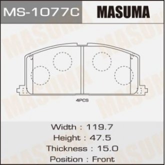 Колодки тормозные (MS-1077) MASUMA ms1077