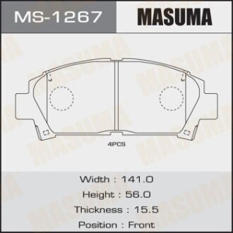 Колодки тормозные передн AN-374K, NP1077, P83028, аналог MS-1362 Toyota Carina, Avensis MASUMA ms1267