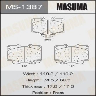 Купить Колодки тормозные AN-458WK, NP1098, P83009 передн TOYOTA FORTUNER Toyota Land Cruiser MASUMA ms1387 (фото1) подбор по VIN коду, цена 868 грн.