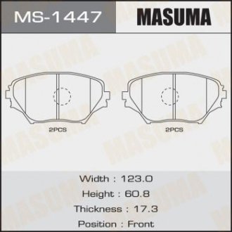 Купить Колодки тормозные передн Toyota RAV 4 (00-05) (MS-1447) Toyota Rav-4 MASUMA ms1447 (фото1) подбор по VIN коду, цена 741 грн.
