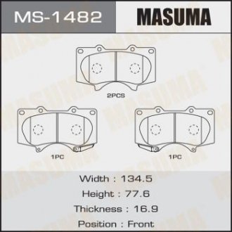 Колодки тормозные передн Mitsubishi Pajero (06-)/ Toyota Hilux (11-), Land Cruiser Prado (02-09) (MS-1482) Toyota Land Cruiser, Hilux MASUMA ms1482