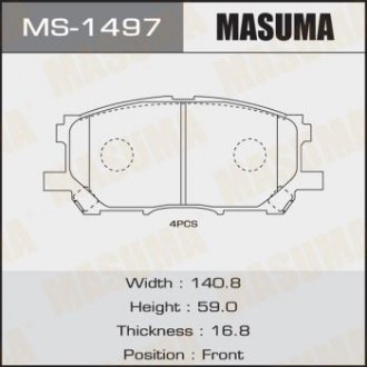 Колодки тормозные передн Lexus RX 300, 330, 350 (04-08) (MS-1497) MASUMA ms1497