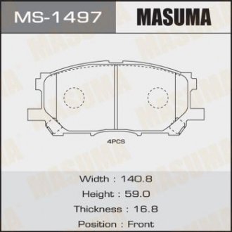 Купити Колодка гальмівна передня Lexus RX 300, 330, 350 (04-08) Lexus RX, Toyota Highlander MASUMA ms1497 (фото1) підбір по VIN коду, ціна 1067 грн.