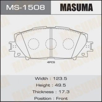 Купить Колодки тормозные (MS-1508) Toyota Yaris, Prius MASUMA ms1508 (фото1) подбор по VIN коду, цена 743 грн.
