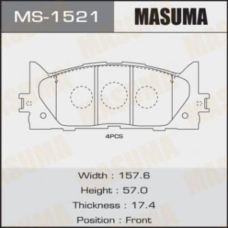 Купить Колодки тормозные передн Toyota Camry (06-) (MS-1521) Toyota Camry, Lexus ES MASUMA ms1521 (фото1) подбор по VIN коду, цена 781 грн.