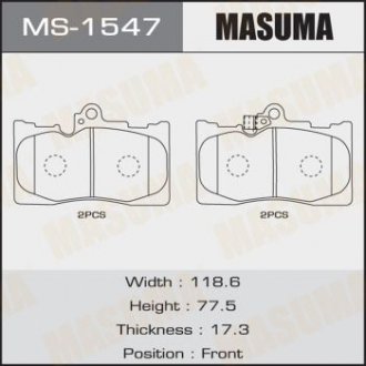 Купити Колодка гальмівна Lexus IS, GS, LS MASUMA ms1547 (фото1) підбір по VIN коду, ціна 859 грн.