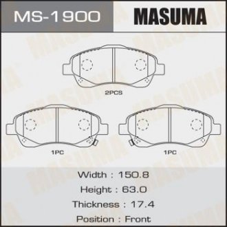 Колодки тормозные передн Toyota Avensis (03-08) (MS-1900) MASUMA ms1900