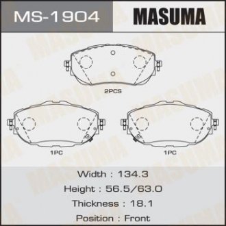 Купити Колодка гальмівна передня Toyota Auris, Corolla (13-) Toyota Corolla, Auris MASUMA ms1904 (фото1) підбір по VIN коду, ціна 929 грн.