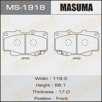 Колодки тормозные передн Toyota Hilux (05-12) (MS-1918) MASUMA ms1918