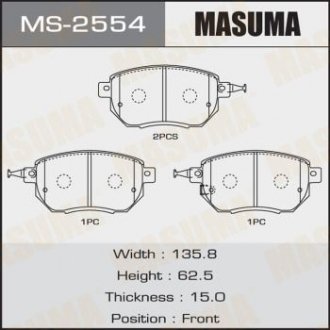 Колодки тормозные передн Nissan Murano, Qashqai 2.5, 3.5 (07-) (MS-2554) MASUMA ms2554