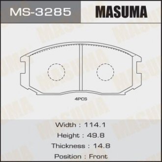 Колодки тормозные передн TOYOTA HILUX VI (MS-3285) MASUMA ms3285