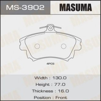 Купити Колодка гальмівна Mitsubishi Carisma, Colt MASUMA ms3902 (фото1) підбір по VIN коду, ціна 1014 грн.