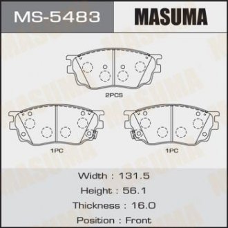 Колодки гальмівні передні Mazda 6 2002 - 2007 MASUMA ms5483