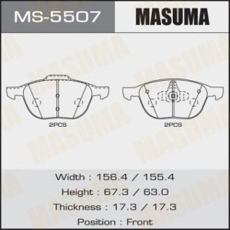 Купити Колодка гальмівна передня Ford Focus (04-)/ Mazda 3 (03-), 5 (05-15) Mazda 5, 3, Ford Focus, C-Max, Volvo S40, C30, Ford Kuga MASUMA ms5507 (фото1) підбір по VIN коду, ціна 1131 грн.