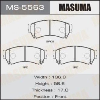 Колодки тормозные передн Mazda 6 (07-12) (MS-5563) MASUMA ms5563