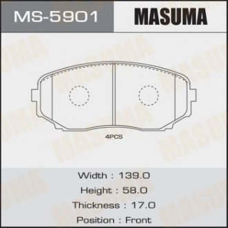 Купити Колодка гальмівна передня Mazda CX-7 (07-12), CX-9 (17-) Mazda CX-7 MASUMA ms5901 (фото1) підбір по VIN коду, ціна 887 грн.